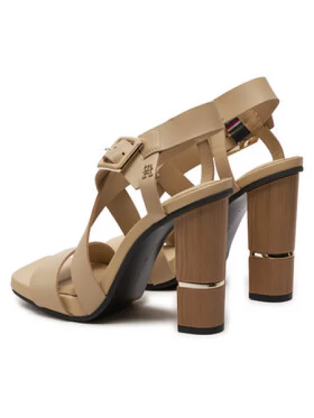 Tommy Hilfiger Sandali Hardware Block High Heel rjava