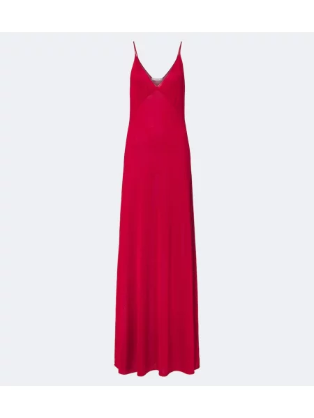 Rochie maxi Fendi de mătase roșu