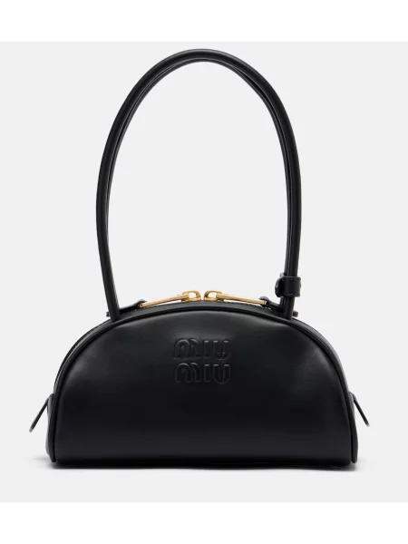 Usnjena torba Miu Miu črna
