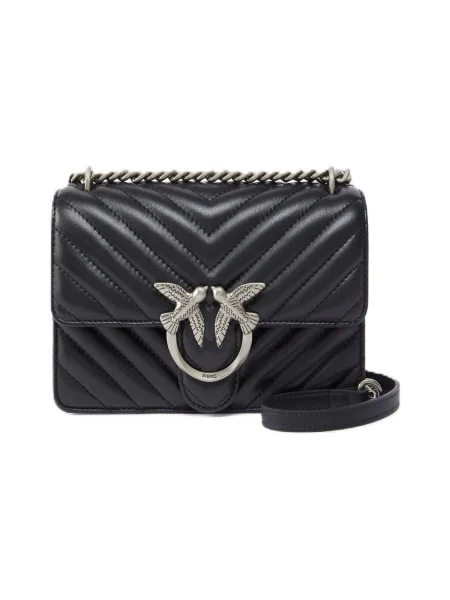 Pinko De piele geantă poștaș LOVE ONE MINI DC negru