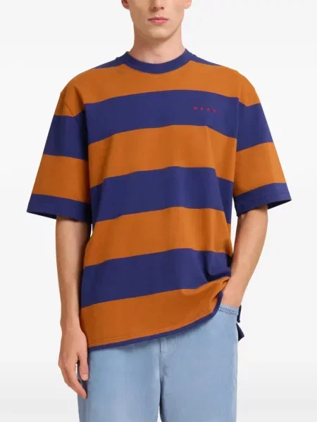 Tricou Marni cu dungi scurt maro