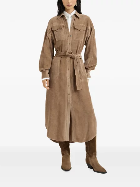 Rochie tip cămașă Brunello Cucinelli de catifea cord