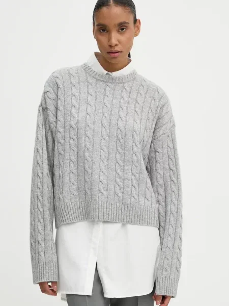 Пуловер с вълна Quito дамски сиво