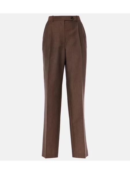 Pantaloni The Row de lână maro