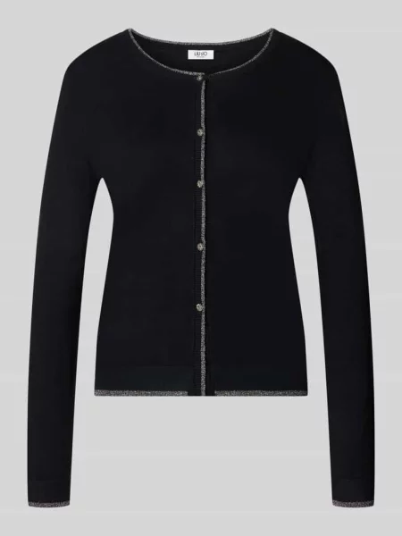 Kardigan o kroju slim fit z mieszanki model MAGLIA APERTA' Liu Jo White czarny