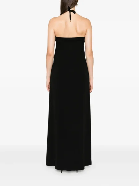 Rochie maxi Moschino cu gât halter de costum negru