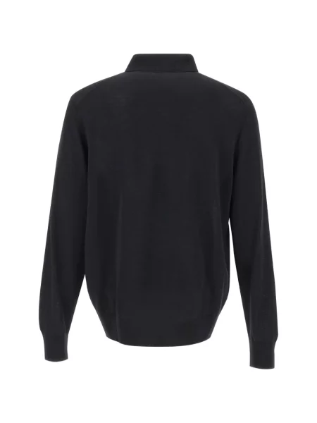 Lung tricou polo Boss cu broderie negru