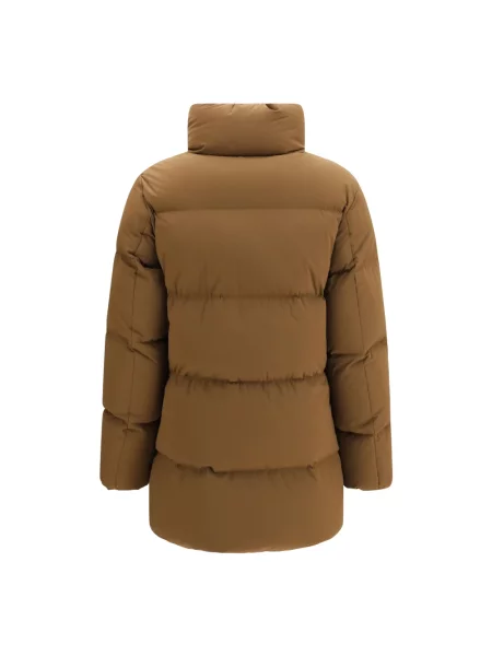 Kurtka skórzana Woolrich pikowana brązowa