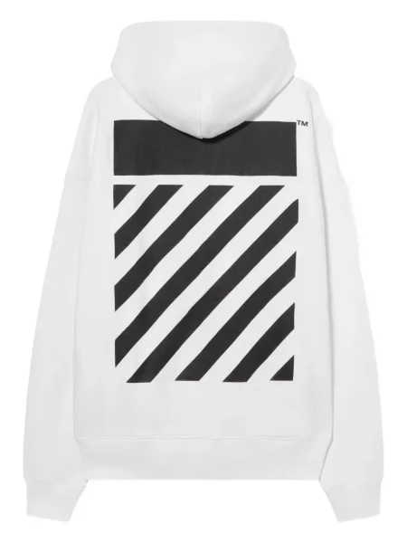 Hanorac cu glugă Off-white de flanelă alb