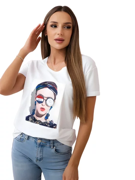 Halenka s dámskou grafikou bílá