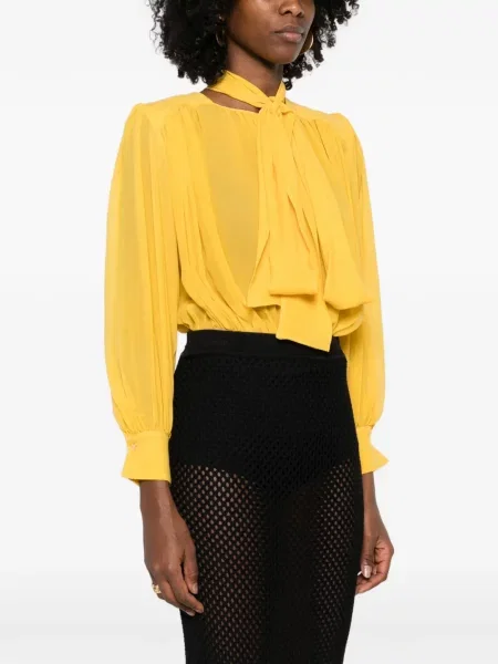 Body Elisabetta Franchi plisat galben