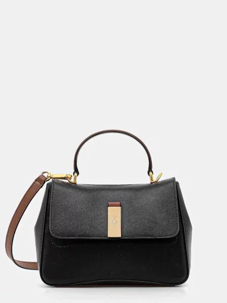 Кожена чанта Pollini черно