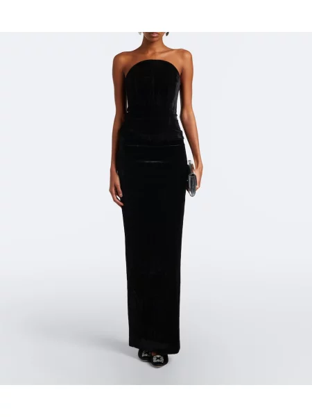 Fusta maxi Roland Mouret de catifea negru