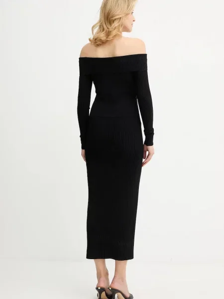 Armani Exchange rochie midi mulată negru