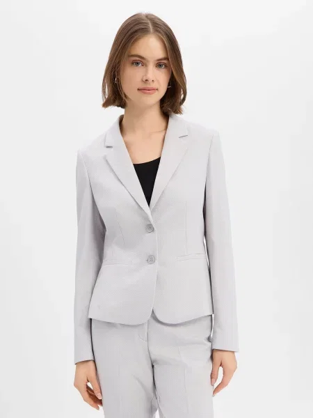 Żakiet o kroju slim fit z kołnierzem z połami More & More szara