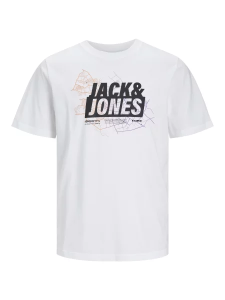 JACK & JONES Tricou JCOMap maro caramel / lila / negru alb