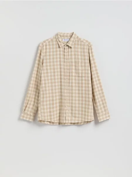 Reserved Cămașă regular cu conținut ridicat de in bej