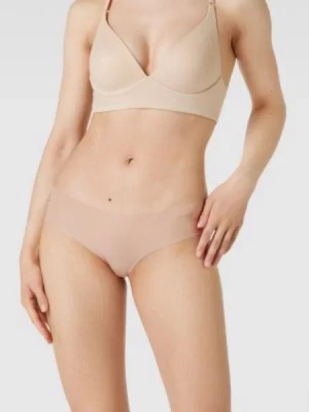 Majtki hipster z nadrukiem z logo model ‘ZERO MICROFIBRE Sloggi brązowe