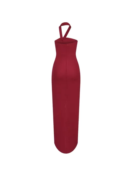 Rochie maxi Amen asimetrică drapată cu gât halter roșu