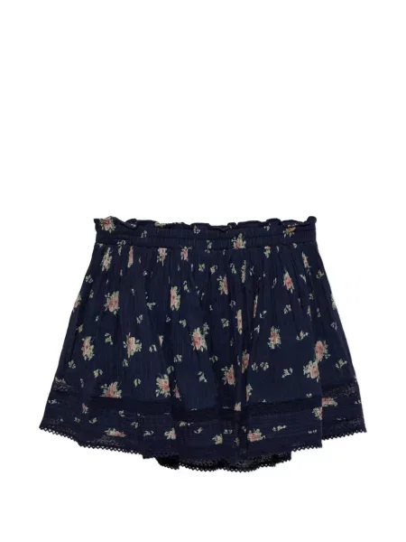 Fusta mini Loveshackfancy cu model floral cu imagine din dantelă albastru