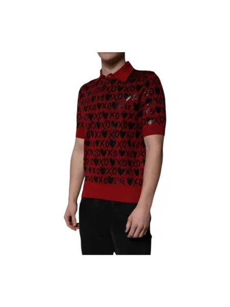 Sweter Dolce And Gabbana z kołnierzem czerwony