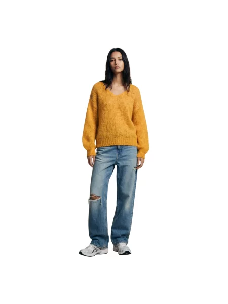 Sweter Americandreams wełniany żółty