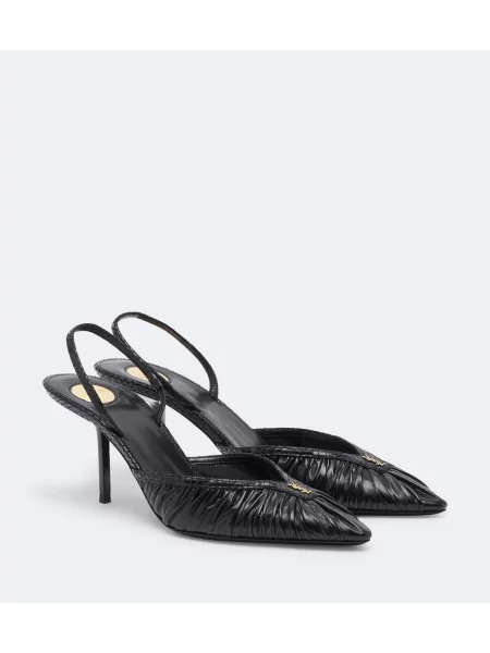 Pantofi cu toc Saint Laurent din piele slingback negru