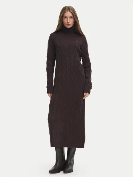 Tommy Hilfiger Kötött ruha Sötétbarna