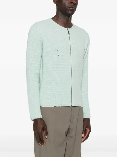 Cardigan Second/layer zdrențuiți tricotate verde