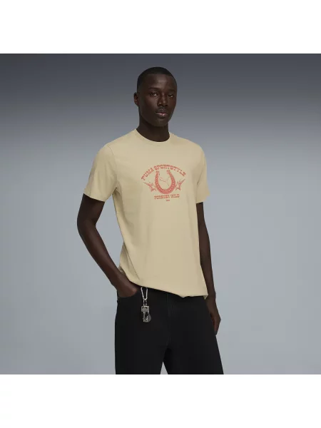 PUMA koszulka Retro Washed z grafiką Odzież S beżowy
