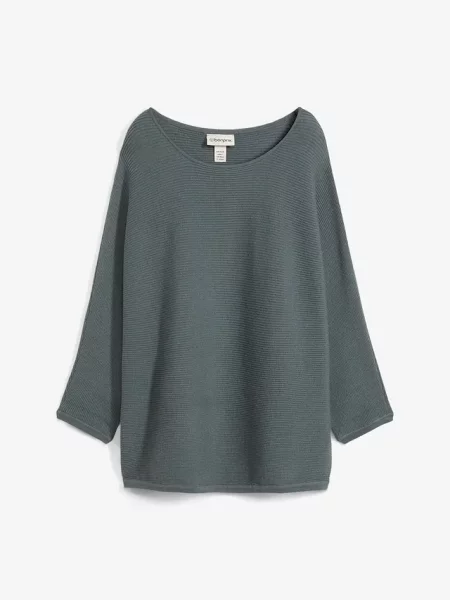 Sweter oversize w prążek z mieszanki zielony