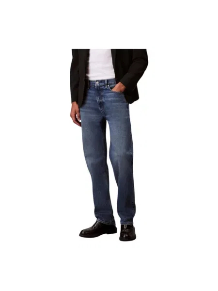 Jeansy straight leg Calvin Klein Jeans niebieskie