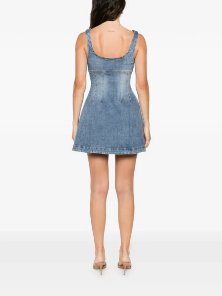 Rochie din denim Self-portrait de costum albastru