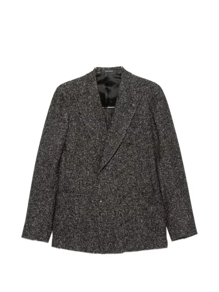 Geacă Tagliatore din tweed cu două rânduri de nasturi gri