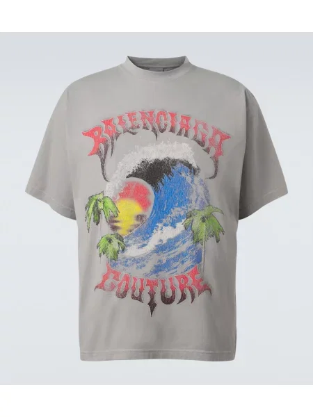 Tricou Balenciaga cu imagine din jerseu gri