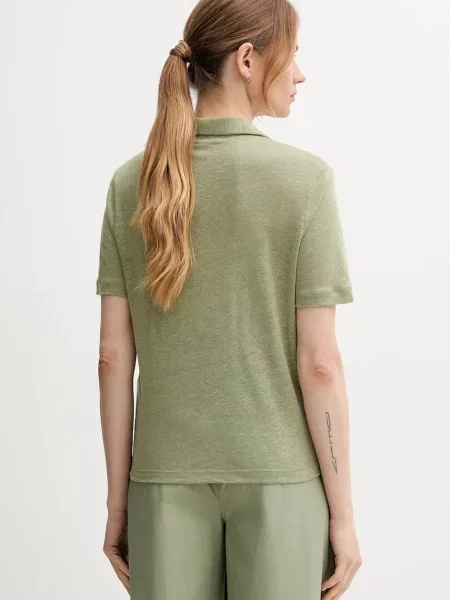 Льняне поло United Colors of Benetton зелений