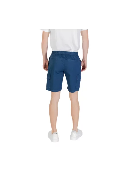 Lniane szorty cargo Hugo Boss niebieskie