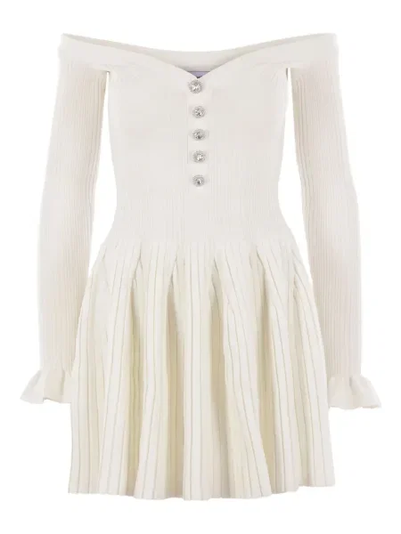 Rochie Self-portrait cu dungi de costum alb