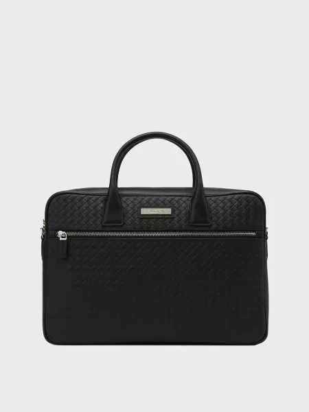 Кожаная сумка для ноутбука Baldinini черная