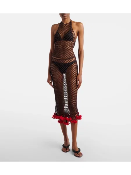Top Alaïa tricotate cu gât halter maro