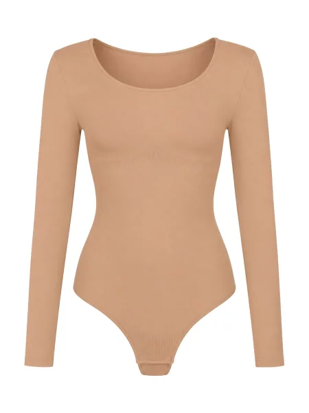 Cfab Alakformáló body Longsleeve Sculpting Bodysuit with String' bézs
