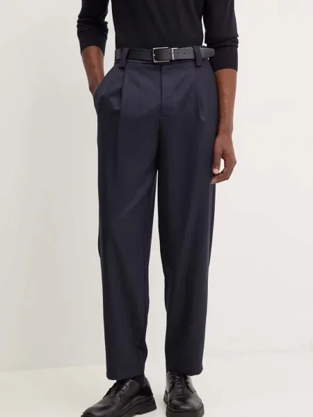 A.P.C. pantaloni de lana pantalon renato marin drept albastru