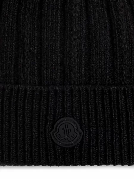 Căciulă Moncler tricotate cu autograf negru