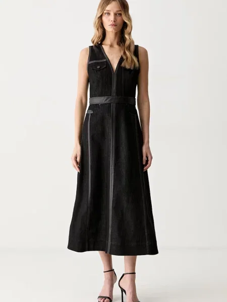 Karl Lagerfeld rochie din denim negru