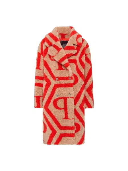 Długi futro futro Philipp Plein beżowe