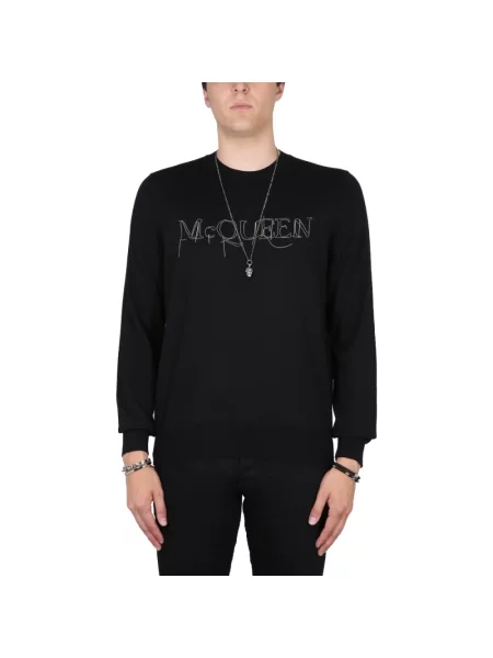 Haftowany sweter Alexander Mcqueen czarny