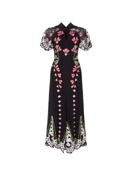 Rochie midi Temperley London cu model floral negru