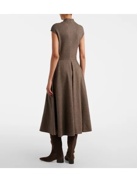 Rochie midi Ralph Lauren Collection de lână maro