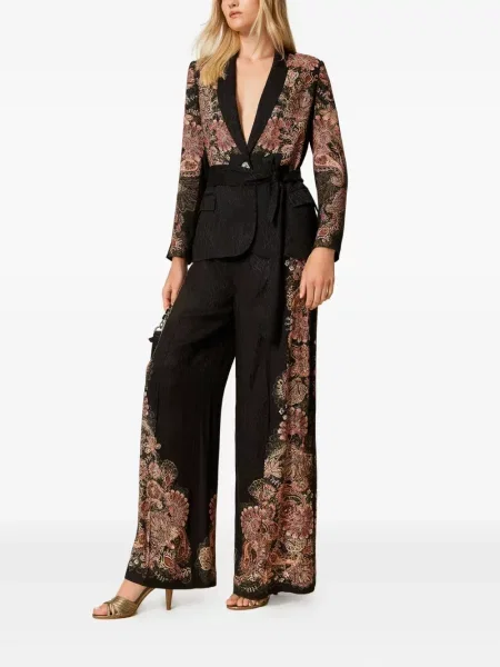 Pantaloni Twinset cu imagine cu model paisley negru