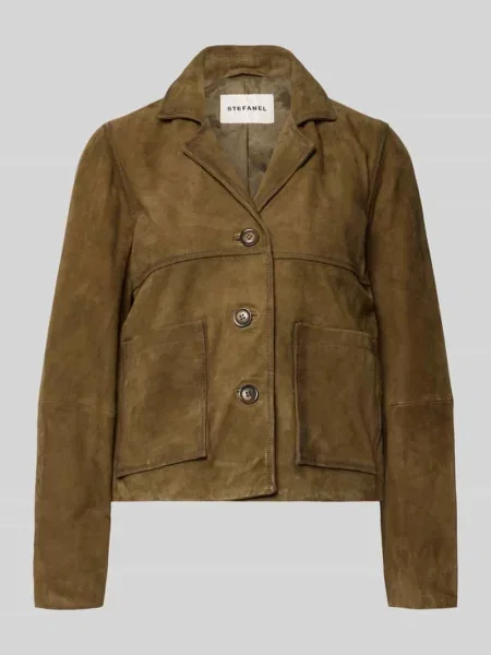 Żakiet ze skóry z naszywanymi wpuszczanymi Stefanel